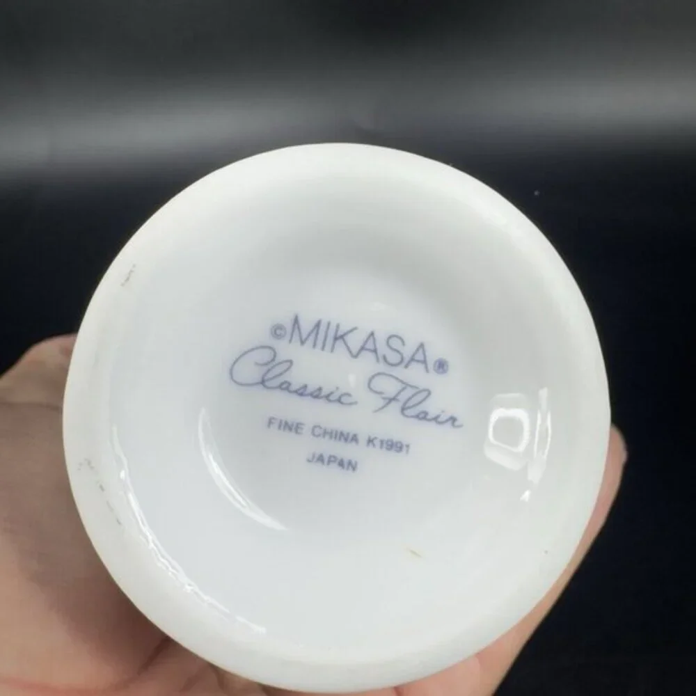 Mikasa Classic Flair White Porcelain Sugar Bowl Creamer Set Fine China Japan VTG